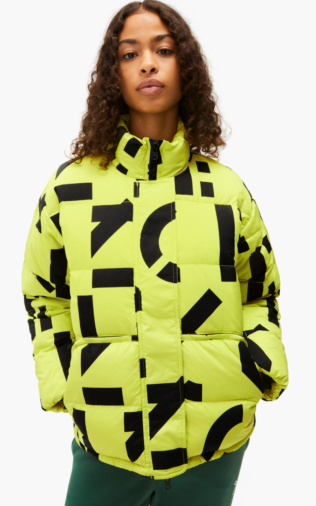 Kenzo Sport monogram Plumifero Mujer Verde Claro | 7324805-WR